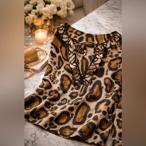 SoCa St. John Leopard Print Blouse – Petite Small/Medium